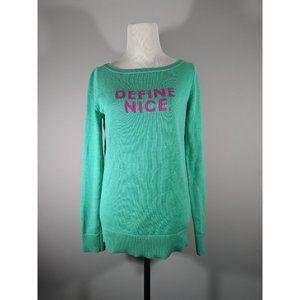 Lilly Pulitzer Green Sweater with Pink Text